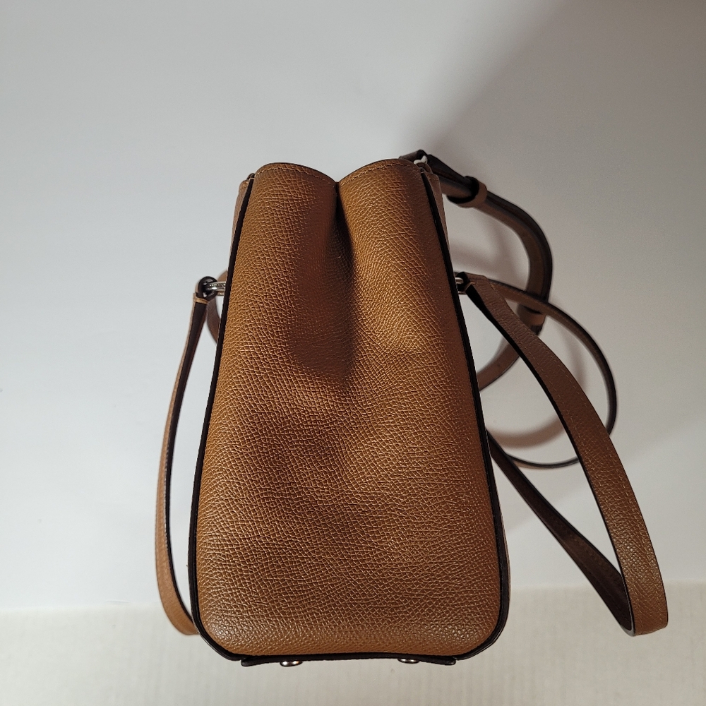 Coach Stanton 26 Brown Crossgrain Leather Double Zipper Pocket Satchel Bag - Picture 12 of 17